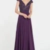 Alyce Paris - 27246 V-neck Empire Waist Chiffon A-line Dress 1 Pc Deep Claret In Size 4 Available Formal Gowns