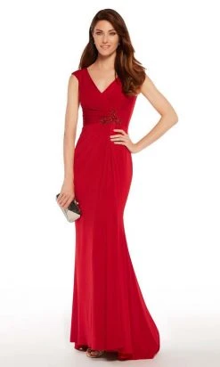 Alyce Paris - 27266 Cap Sleeve Surplice Fitted Jersey Formal Gown Formal Gowns