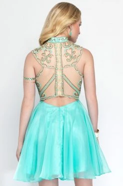 Alyce Paris - 3681 Short Dress In Seabreeze Gold