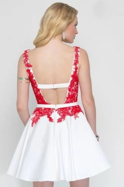 Alyce Paris -3689 Lace Embellished Bodice Strapless A-Line Dress - 1 Pc. Diamond White Red In Size 000 Available Cocktail Dresses