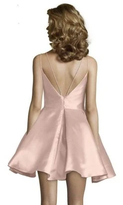 Cocktail Dresses Alyce Paris - 3764 Sleeveless V Neck Double Strapped Fit And Flare Cocktail Dress - 2 Pcs French Pink In Sizes 4 And 14 Available