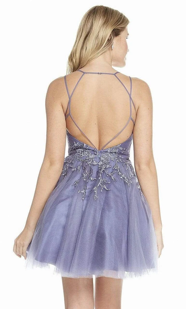 Cocktail Dresses Alyce Paris - 3840 Lace V-neck A-line Cocktail Dress 4 Cocktail Dresses Alyce Paris - 3840 Lace V-neck A-line Cocktail Dress