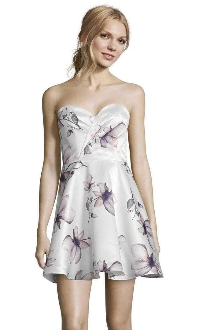 Cocktail Dresses Alyce Paris - 3894 Floral Print Satin A-line Dress 3 Cocktail Dresses Alyce Paris - 3894 Floral Print Satin A-line Dress