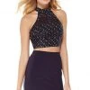 Alyce Paris - 4014 Embellished Two Piece High Halter Jersey Dress