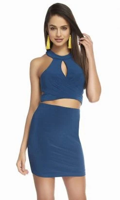 Alyce Paris - 4093 Two-Piece Crisscross Pleated Cutout Dress Cocktail Dresses