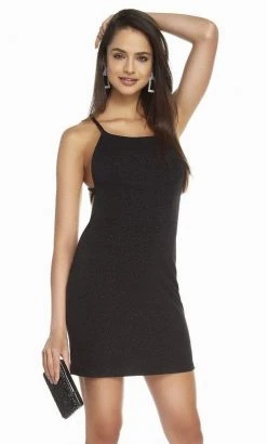 Alyce Paris - 4169 Halter Neck Glitter Fitted Cocktail Dress - 1 Pc Black In Size 4 Available