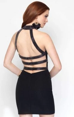 Cocktail Dresses Alyce Paris - 4455 Shimmering Cutout Halter Cocktail Dress