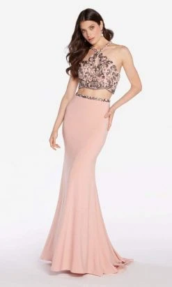 Alyce Paris - 60018 Two-Piece Cutout Bodice Halter Jersey Gown Formal Gowns