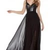 Alyce Paris - 60242 Leather Bodice Deep V-neck Chiffon A-line Dress - 1 Pc Black In Size 6 Available
