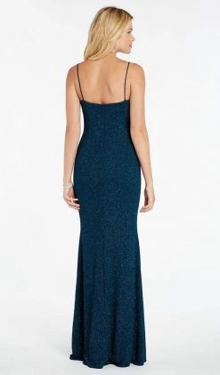 Alyce Paris - 60292 V-Neck Spaghetti Strap Shimmer Jersey Evening Dress - 1 Pc Wine In Size 2, 1 Pc Black In Size 8 Available Formal Gowns