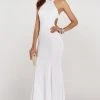 Alyce Paris - 60312 Beaded Cross Back Halter Stretch Crepe Trumpet Dress - 1 Pcs Diamond White In Size 0 Available 1 Alyce Paris - 60312 Beaded Cross Back Halter Stretch Crepe Trumpet Dress - 1 Pcs Diamond White In Size 0 Available
