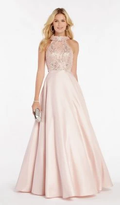 Alyce Paris - 60371 Shimmer Mikado Folded High Collar A-Line Gown