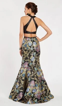 Formal Gowns Alyce Paris - 60398 Two Piece High Halter Printed Mermaid Gown