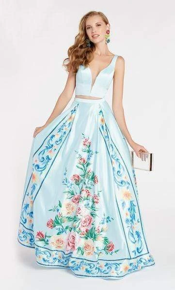 Alyce Paris - 60421 Hand Painted Printed Two Piece Satin A-line Dress 3 Alyce Paris - 60421 Hand Painted Printed Two Piece Satin A-line Dress