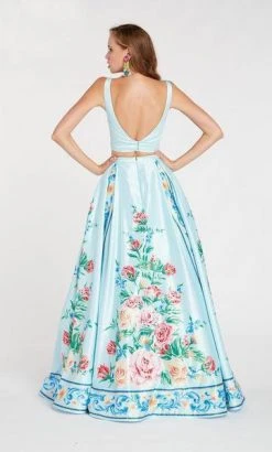 Alyce Paris - 60421 Hand Painted Printed Two Piece Satin A-line Dress