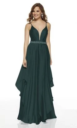 Alyce Paris - 60641 Plunging V-Neck Flowy Satin Chiffon Gown Formal Gowns 9 Alyce Paris - 60641 Plunging V-Neck Flowy Satin Chiffon Gown Formal Gowns
