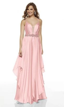 Alyce Paris - 60641 Plunging V-Neck Flowy Satin Chiffon Gown Formal Gowns 11 Alyce Paris - 60641 Plunging V-Neck Flowy Satin Chiffon Gown Formal Gowns