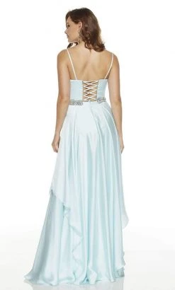 Alyce Paris - 60641 Plunging V-Neck Flowy Satin Chiffon Gown Formal Gowns