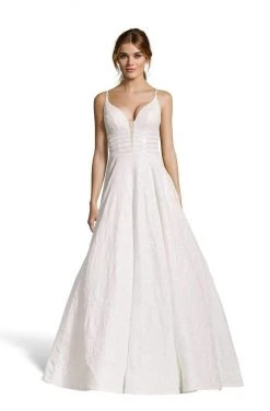 Alyce Paris - 60709 Deep V-Neck Jacquard Print Ballgown With Train