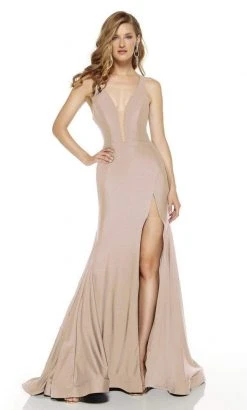 Alyce Paris - 60769 Plunging Neck Fitted Sheath Dress Formal Gowns