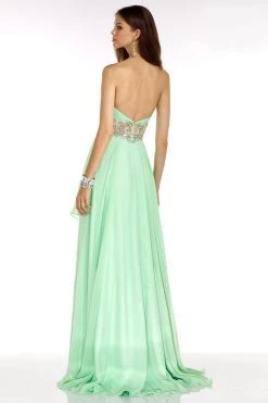 Alyce Paris - 6607 Pleated Beaded Chiffon A-line Dress Formal Gowns