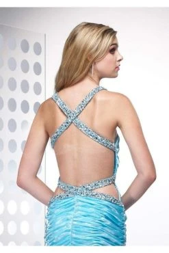 Formal Gowns Alyce Paris - 6643 Ruched Bodice Sexy Back Ruffled Mermaid Gown - 1 Pc Turquoise In Size 4 Available