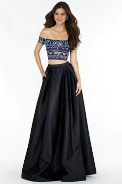 Alyce Paris 6817 Embroidered Off Shoulder Two-Piece Gown - 1 Pc Black Multi In Size 2 Available Formal Gowns