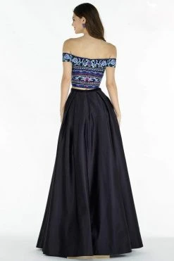Alyce Paris 6817 Embroidered Off Shoulder Two-Piece Gown - 1 Pc Black Multi In Size 2 Available Formal Gowns