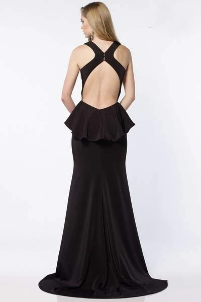 Alyce Paris - 8002 Plunging Neck Peplum Styled Evening Gown - 1 Pc Black In Size 4 Available Formal Gowns 4 Alyce Paris - 8002 Plunging Neck Peplum Styled Evening Gown - 1 Pc Black In Size 4 Available Formal Gowns
