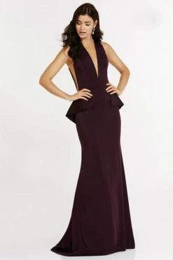 Alyce Paris - 8002 Plunging Neck Peplum Styled Evening Gown - 1 Pc Black In Size 4 Available Formal Gowns 7 Alyce Paris - 8002 Plunging Neck Peplum Styled Evening Gown - 1 Pc Black In Size 4 Available Formal Gowns
