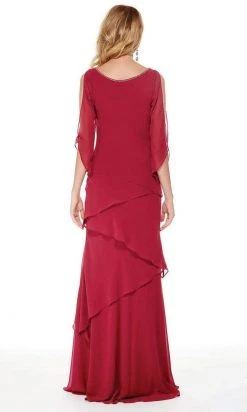 Mother Of The Bride Alyce Paris - Bateau Neck Tiered Chiffon Trumpet Dress 27046SC 5 Mother Of The Bride Alyce Paris - Bateau Neck Tiered Chiffon Trumpet Dress 27046SC