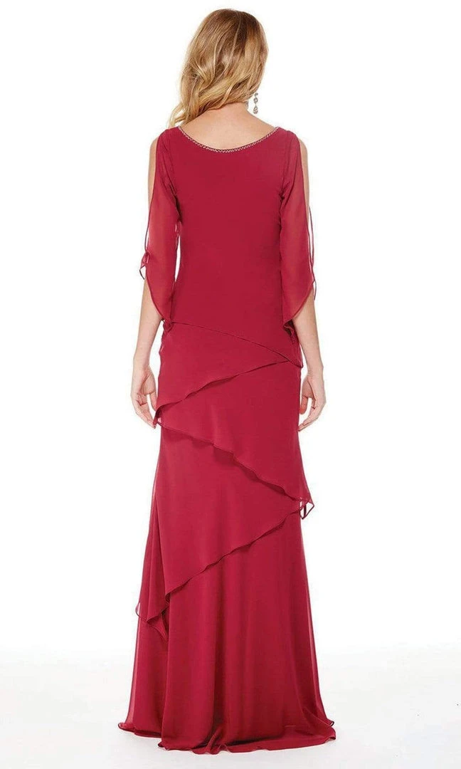 Mother Of The Bride Alyce Paris - Bateau Neck Tiered Chiffon Trumpet Dress 27046SC 4 Mother Of The Bride Alyce Paris - Bateau Neck Tiered Chiffon Trumpet Dress 27046SC