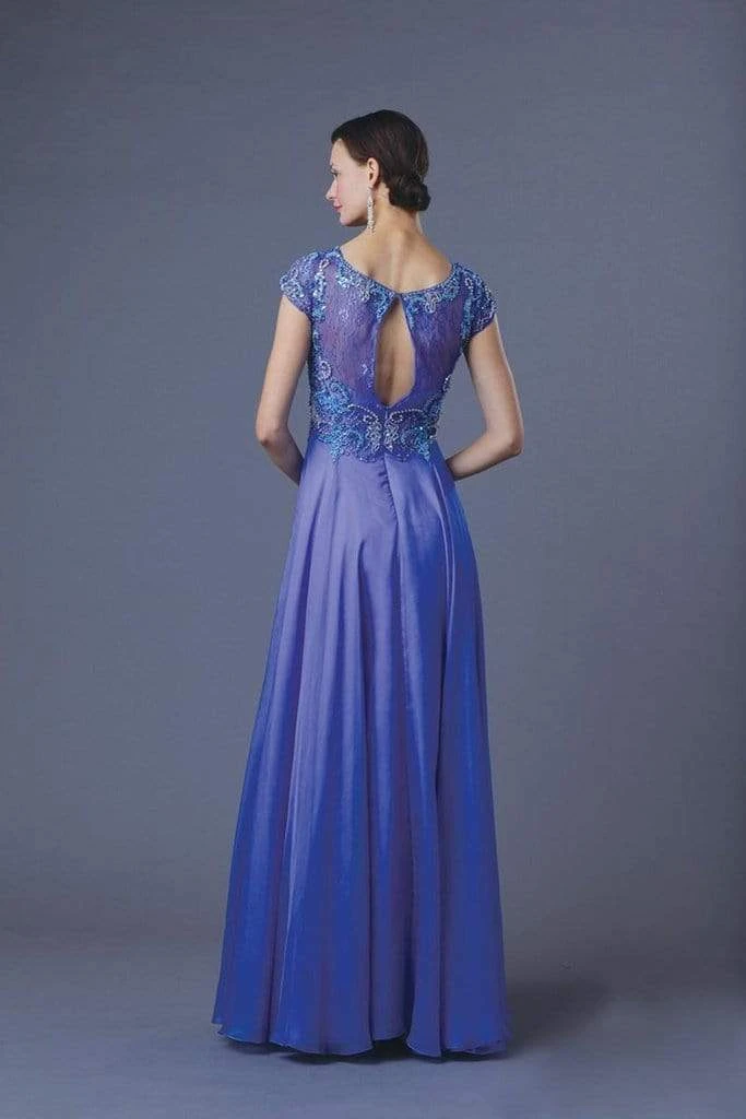 Alyce Paris - Beaded Lace Illusion Bateau Evening Gown 29655 - 1 Pcs Blue Iris In Sizes 4 Available Formal Gowns 4 Alyce Paris - Beaded Lace Illusion Bateau Evening Gown 29655 - 1 Pcs Blue Iris In Sizes 4 Available Formal Gowns