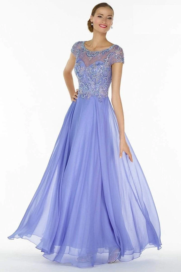 Alyce Paris - Beaded Lace Illusion Bateau Evening Gown 29655 - 1 Pcs Blue Iris In Sizes 4 Available Formal Gowns 3 Alyce Paris - Beaded Lace Illusion Bateau Evening Gown 29655 - 1 Pcs Blue Iris In Sizes 4 Available Formal Gowns