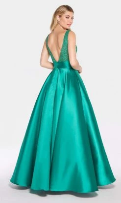 Alyce Paris - Beaded Plunging V-Neck Mikado A-Line Gown 60224 - 1 Pc Claret In Size 6 Available Formal Gowns