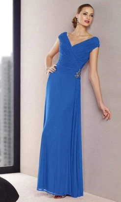 Alyce Paris - Black Label - 29700 V-Neck Jeweled Jersey A-Line Gown Formal Gowns