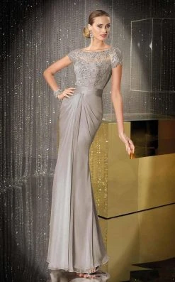 Alyce Paris Cap Sleeve Floral Drape Gown 29687 Formal Gowns