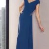 Alyce Paris - Cap Sleeve V-Neck Ruched A-Line Gown 29700 - 1 Pc. Midnight In Size 14 Available