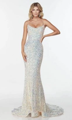 Alyce Paris - Cowl Neck Sequin Prom Dress 61115 - 1 Pc Magic Opal In Size 14 Available