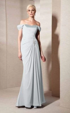 Alyce Paris - Draped Off Shoulder Gown 29300 - 2 Pcs Rose Taupe And Espresso Brown In Size 10 Available
