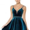 Alyce Paris Embellished Deep V-neck Velvet A-line Dress 4008 - 1 Pc Forest Green In Size 00 Available Cocktail Dresses