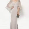 Formal Gowns Alyce Paris - Embellished V-Neck Mother Of The Bride Gown With Sheer Capelet 27170