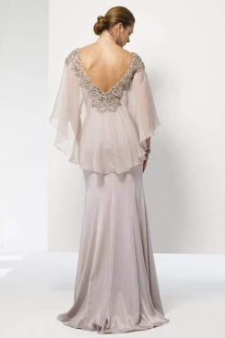 Formal Gowns Alyce Paris - Embellished V-Neck Mother Of The Bride Gown With Sheer Capelet 27170 8 Formal Gowns Alyce Paris - Embellished V-Neck Mother Of The Bride Gown With Sheer Capelet 27170