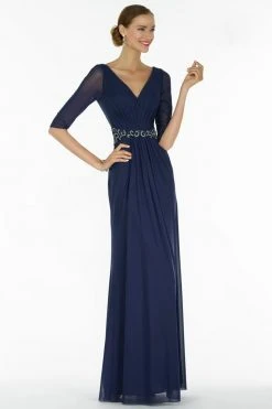 Alyce Paris Fitted Embellished Waist Evening Dress - 1 Pc Navy In Size 12 Available Formal Gowns