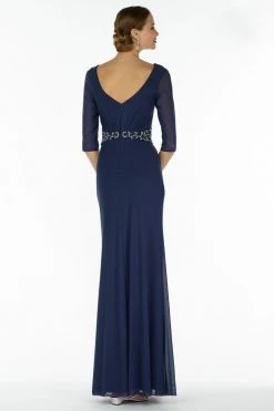 Alyce Paris Fitted Embellished Waist Evening Dress - 1 Pc Navy In Size 12 Available Formal Gowns