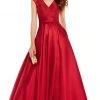 Alyce Paris - Lace V-neck Mikado Ballgown 27278 - 1 Pc Crimson In Size 10 Available
