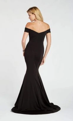 Alyce Paris - Off Shoulder Jersey Mermaid Evening Gown 60294 - 2 Pcs Navy In Size 4 And 10 And 1 Pc Black In Size 8 Available Formal Gowns