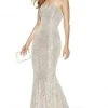 Alyce Paris - Sequined Mermaid Dress 60809 - 1 Pc Sand In Size 10 Available