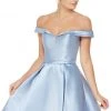Alyce Paris Sleek Off Shoulder Mikado A-Line Dress 3766 - 1 Pc. French Blue In Size 18 Available Cocktail Dresses