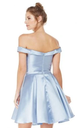 Alyce Paris Sleek Off Shoulder Mikado A-Line Dress 3766 - 1 Pc. French Blue In Size 18 Available Cocktail Dresses